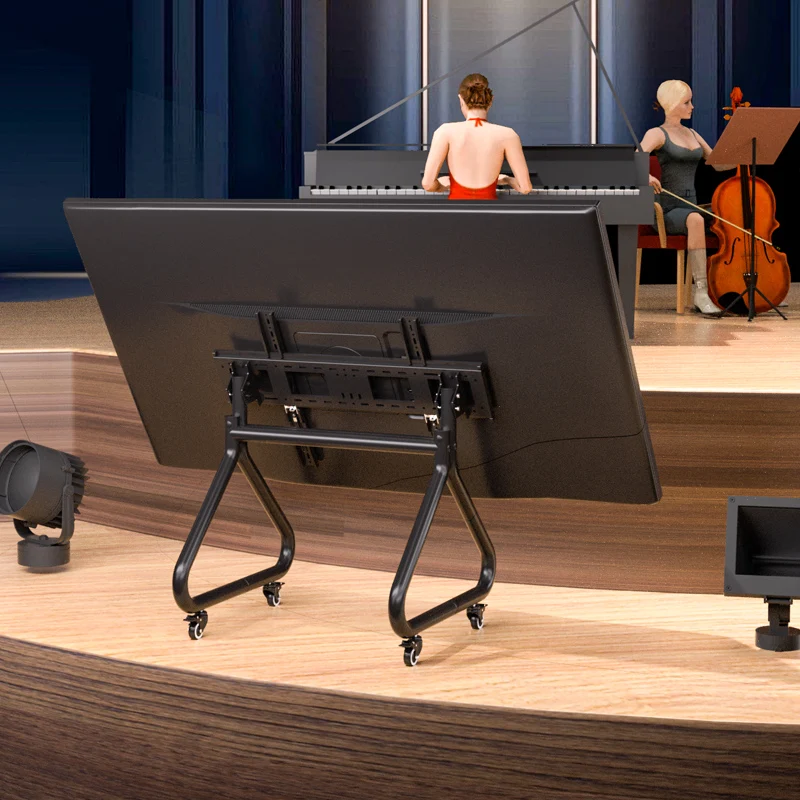 Carro de escenario corto para TV móvil HILLPORT, adecuado para 60-100 pulgadas, compatible con soporte de suelo para monitor giratorio de 360 grados SC60 - imagen 4