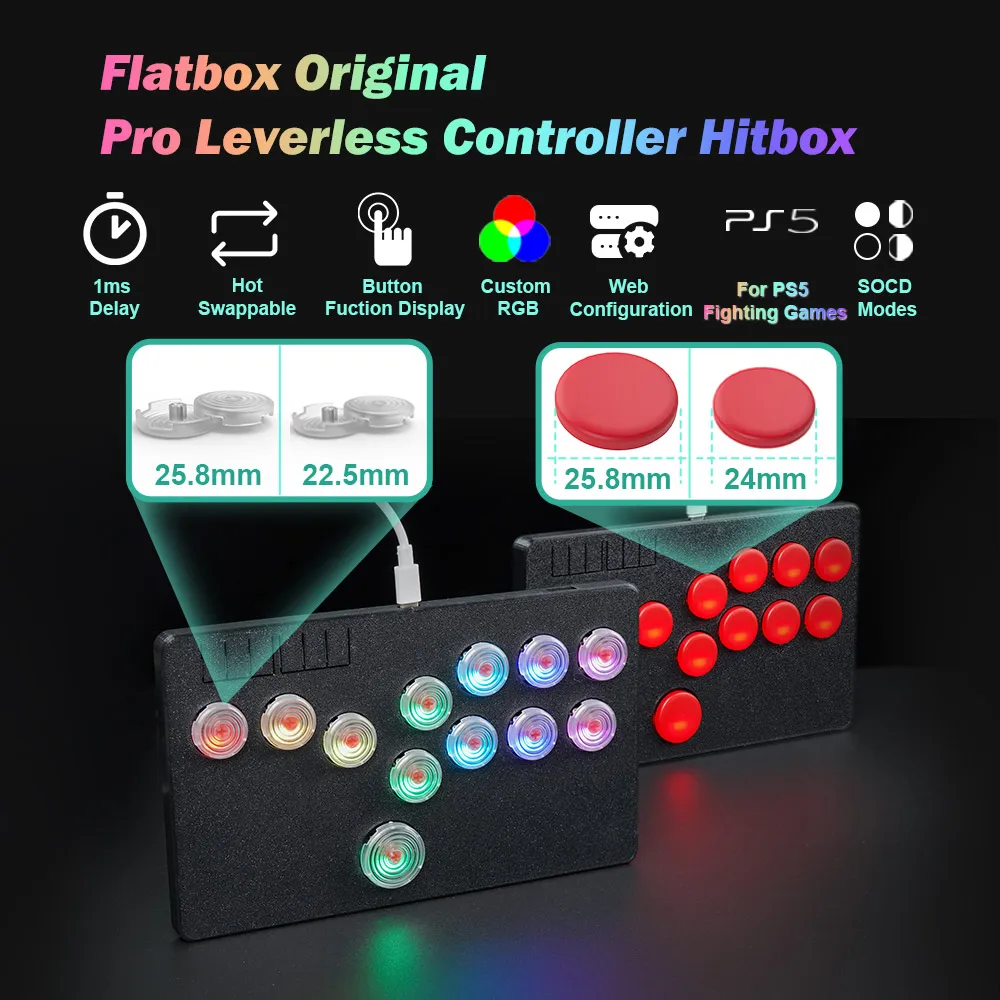 Flatbox Original Pro Hitbox controlador para PS4/PS5 Hot SWAP Kailh Switch Arcade Fight Stick Joystick para PC/Xbox/Nintendo Switch - imagen 2