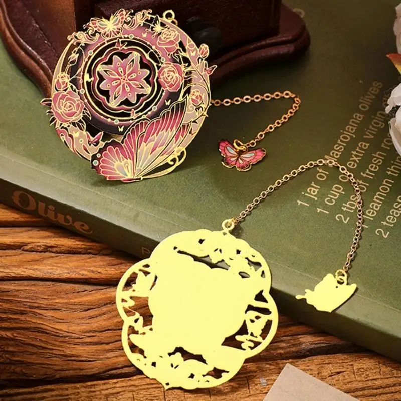 Marcapáginas Metal mariposa elegante, con diseño recorte intrincado para marcar páginas en libros, regalo decorativo, 4
