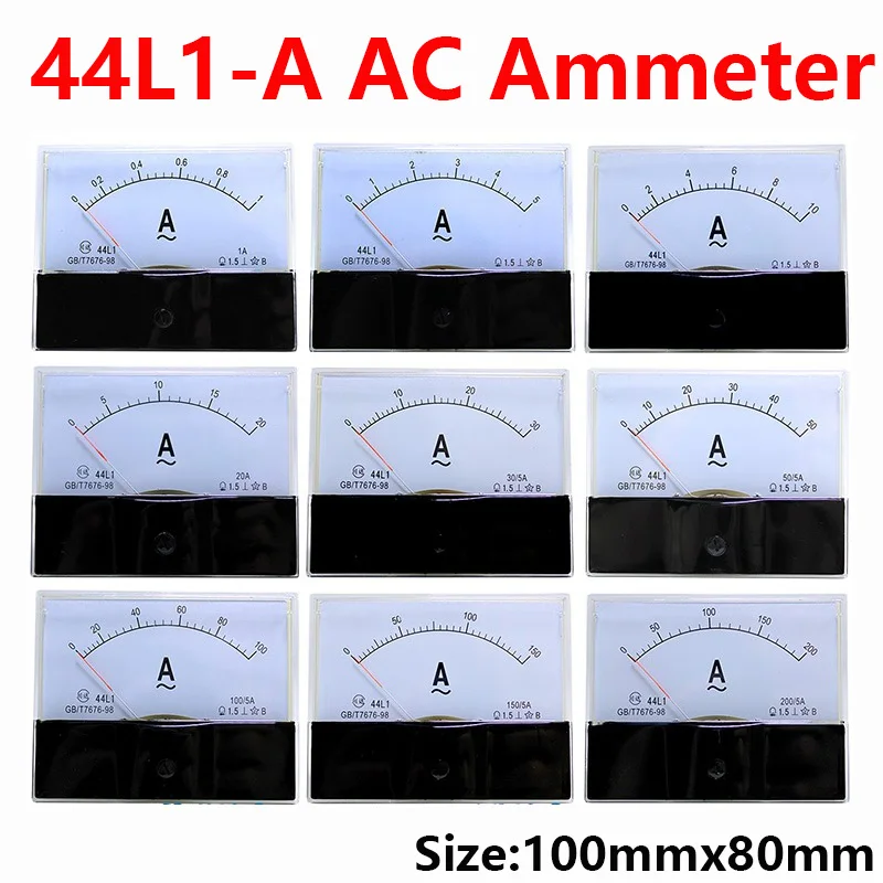 44L1 AC Amperímetro panel analógico puntero amperímetro AC 1A 3A 5A 10A 15A 20A 30A 50A 75A 100A 150A 300A 450A 500A 100*80 - imagen 2