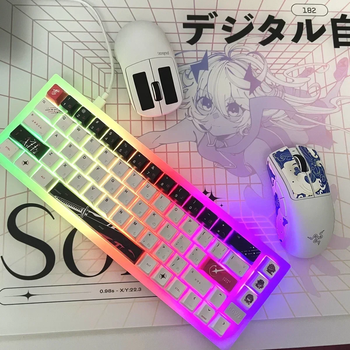 Yuki Aim Keycap raíces japonesas cereza 125key Pbt Keycap personalizado Anime individuación Keycaps para regalos de teclado mecánico - imagen 3