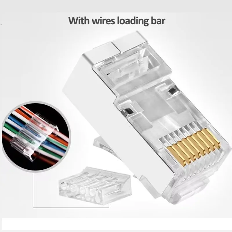 Enchufes modulares Gigabit Network RJ45 8P8C Cat6, Cable Ethernet, conector macho de 1,1mm, orificios de Pin adecuados para Cables 24AWG 26AWG - imagen 4