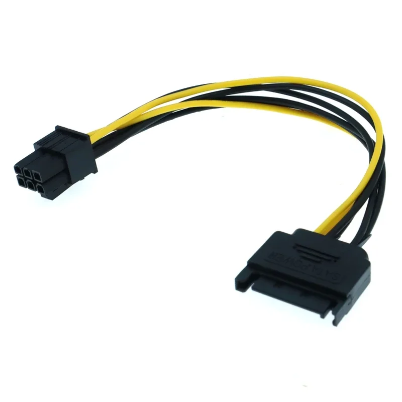 Cable de alimentación SATA, adaptador de cable de alimentación de tarjeta de vídeo gráfica SATA de 15 pines a 6 pines PCI Express (PCIe) (20 cm) - imagen 5