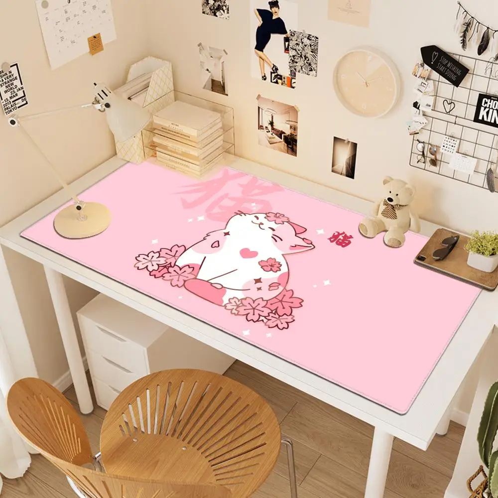 Alfombrilla de ratón extendida de gato Sakura de Anime Kawaii, alfombrilla de ratón de oficina, alfombrillas de teclado de velocidad para juegos, alfombra de mesa, alfombrilla de escritorio para Gamer de ordenador