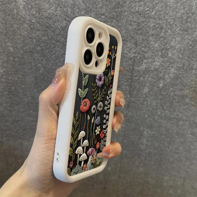 Funda de teléfono con patrón de flores bordadas para Xiaomi Poco X6 X5 X3 F5 F6 M6 X7 Pro Mi 15 14T 14 13T 13 12 11 Lite 4G NE - imagen 4