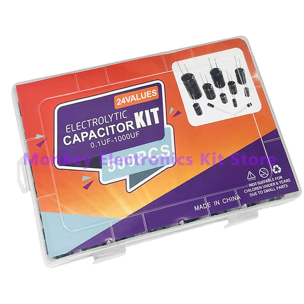 500 Uds condensador electrolítico condensadores electrolíticos DIP mezclados 10V 16V 25V 50V Kit electrónico 24 valores 0,1 uF-1000u - imagen 2