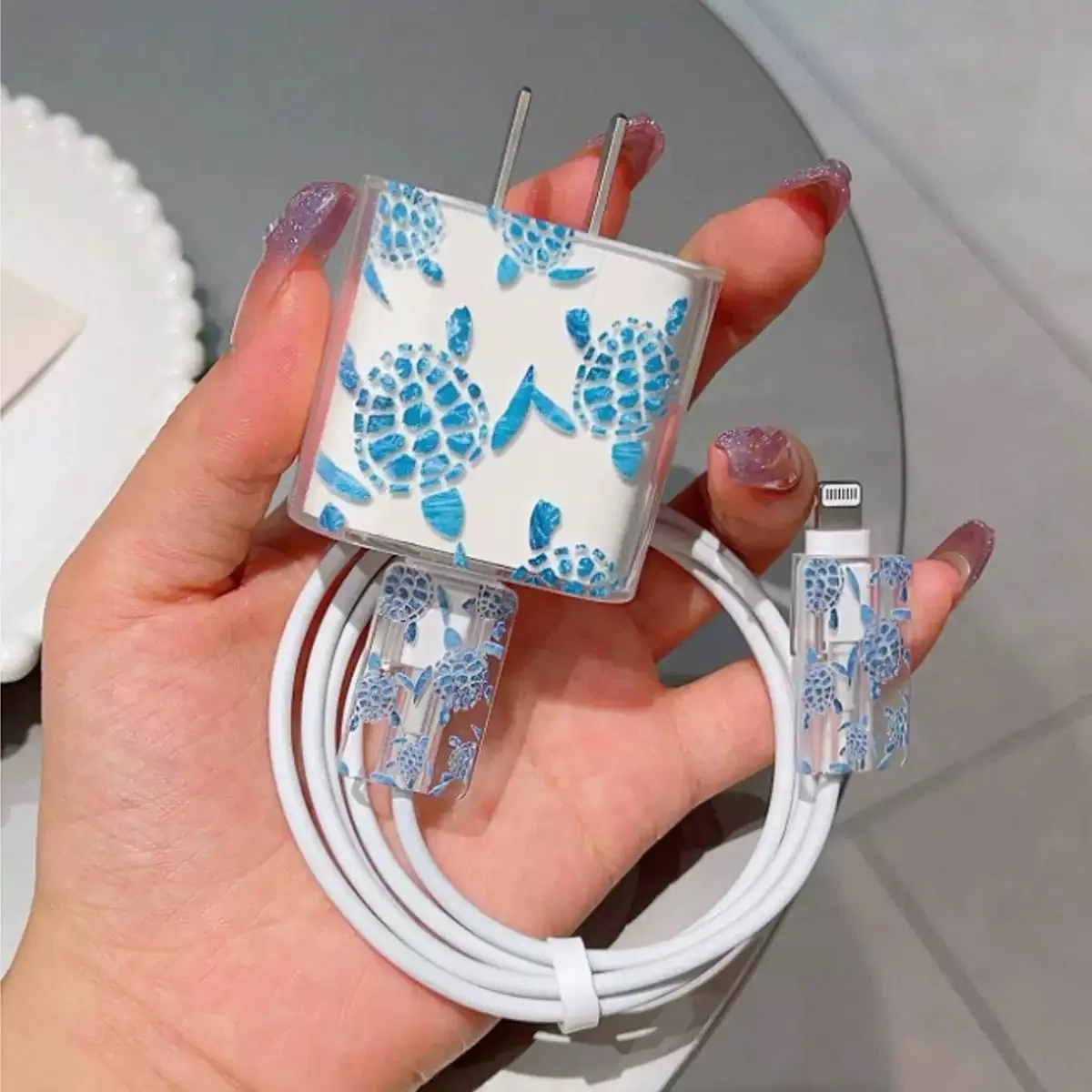 Funda transparente con diseño de animales para iphone, ipad, 18/20W, funda protectora de datos USB de dibujos animados, enrollador de Cable de TPU para iphone 16 15PRO - imagen 3