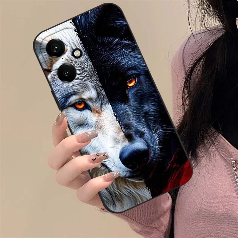 Funda con patrón de arte de lobo para Honor Magic4 3 400 300 200 100 90 Ultra GT Lite Pro Plus Power 5G funda de teléfono negra - imagen 4
