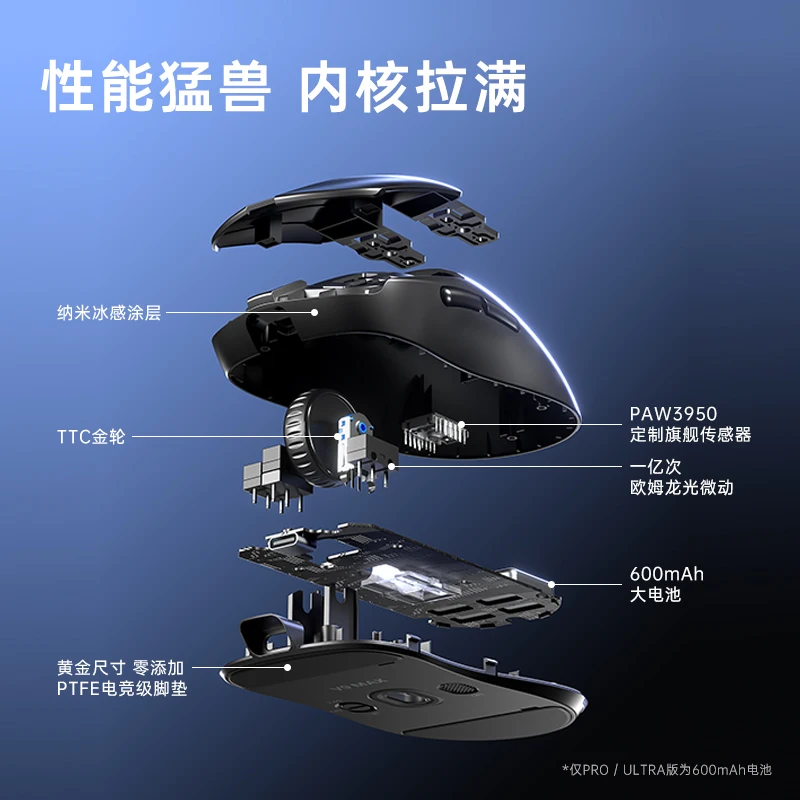 Nuevo ratón inalámbrico Aula V9 para juegos de deportes electrónicos doble 8k 3 modos PAW 3395 8k ratón ergonómico ligero actualización de accesorios de PC personalizados - imagen 5