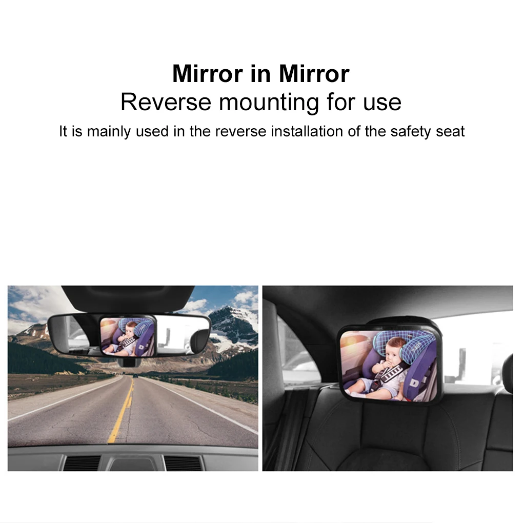 Espejo retrovisor de seguridad para coche, espejo para asiento trasero, reposacabezas para asiento infantil, espejo de montaje, Monitor de seguridad, espejo cuadrado de seguridad para coche para bebé - imagen 4