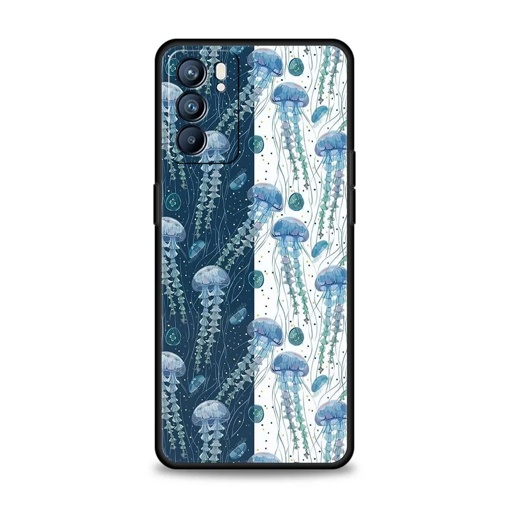 Funda de teléfono para Oppo Reno13 Reno12 Reno11 F Reno10 Pro A54 A53 A95 A76 A74 A57 A98 A80 A79 5G A78 4G cubierta azul animales del océano - imagen 3