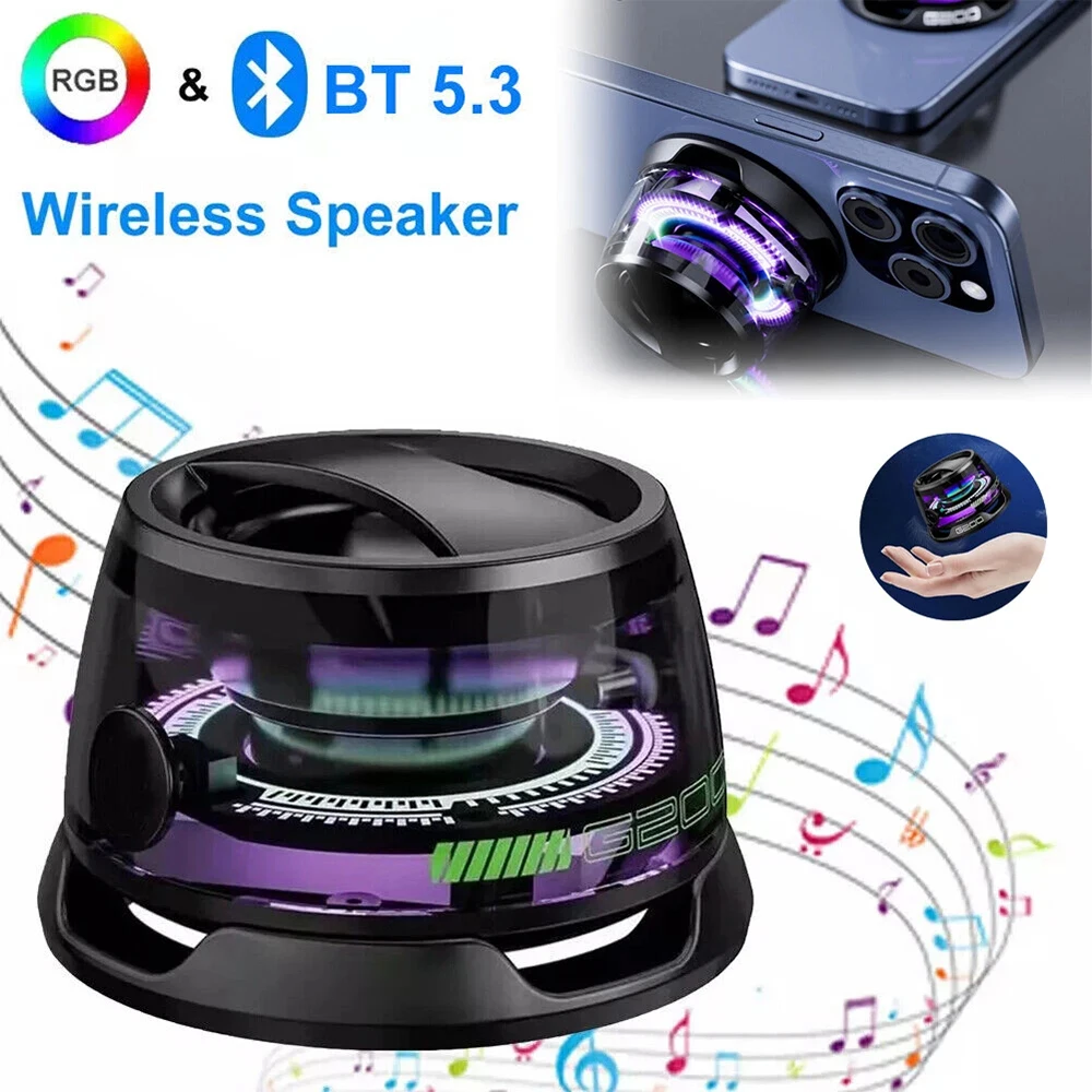 Altavoz Bluetooth portátil magnético, Mini caja de sonido, barra de sonido estéreo HiFi, altavoz inalámbrico con luz LED de Color, soporte para teléfono - imagen 3