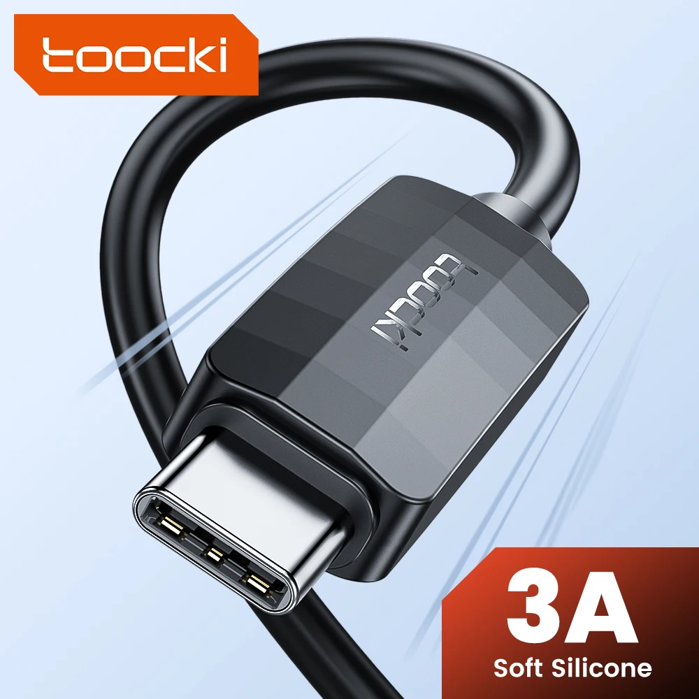 Toocki-Cable USB C de silicona 3A, Cable de carga rápida USB A a tipo C para teléfono móvil Xiaomi Samsumg Huawei POCO - imagen 2