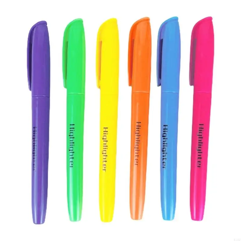 6 piezas punta cincelada Highlighter fluorescente marcador marcador para planificador K1KF - imagen 2