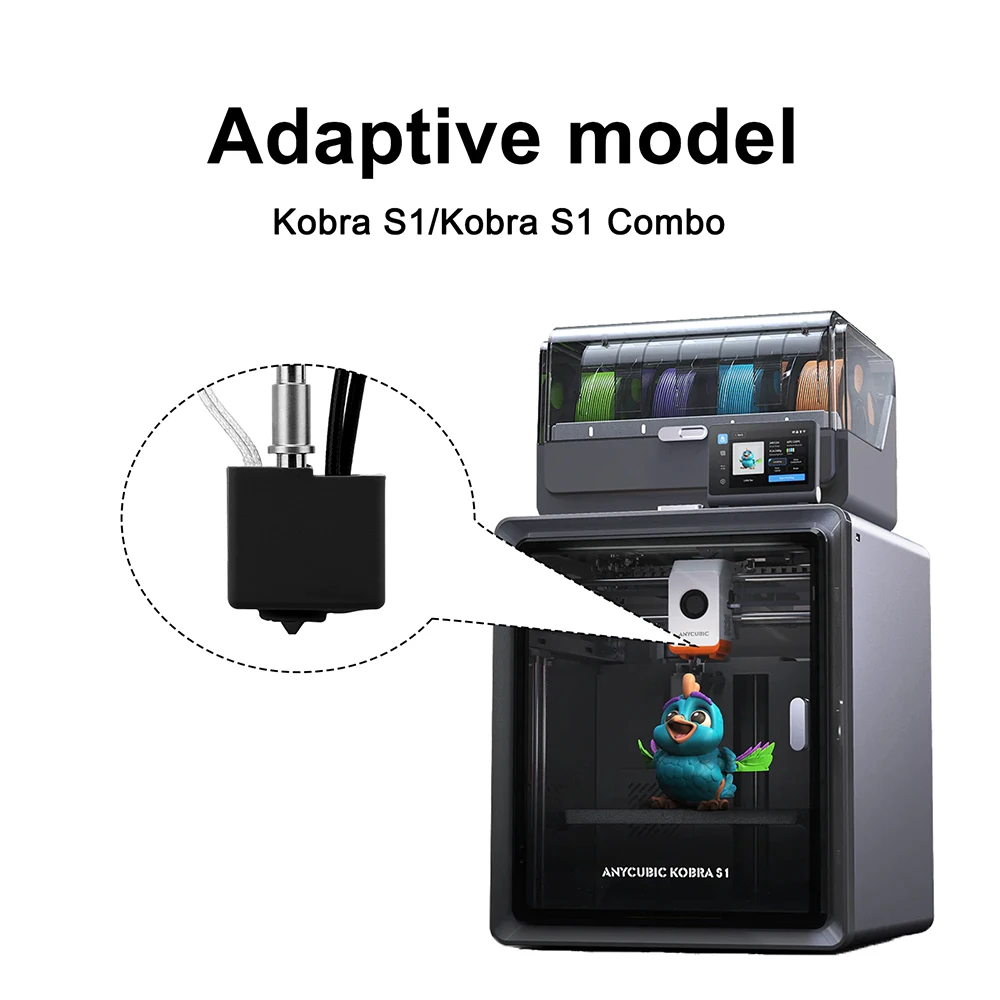 Para Anycubic Kobra S1 S1C Hotend Kit Kobra S1 Combo bloque calefactor boquilla de acero endurecido de latón 0,2/0,4/0,6/0,8mm piezas de impresora 3D - imagen 2