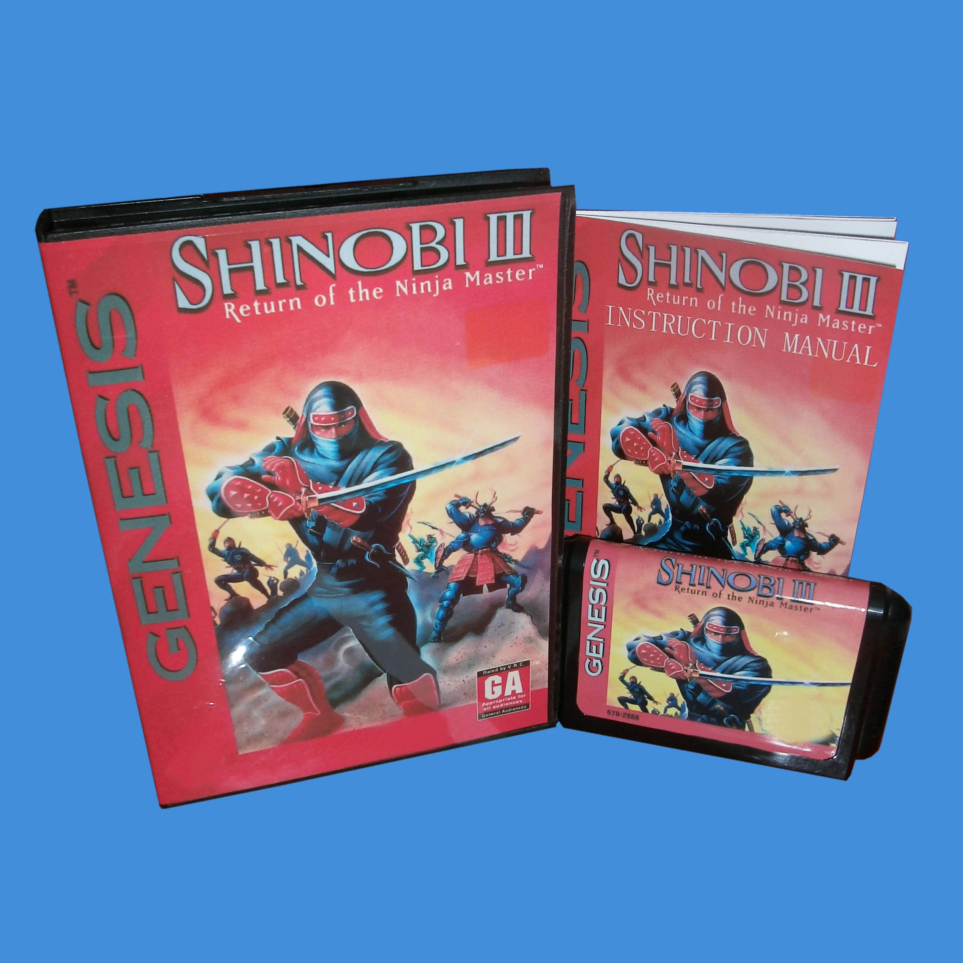 Gran oferta Shinobi III con caja y cartucho Manual para tarjeta de juego Sega MD de 16 bits sistema Megadrive Genesis