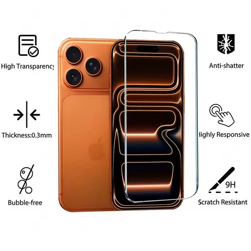 5 uds vidrio templado para iPhone 17 16 15 14 11 12 13 Pro Max Protector de pantalla para iPhone Air XR X XS 16 15 Plus vidrio Protector - imagen 3