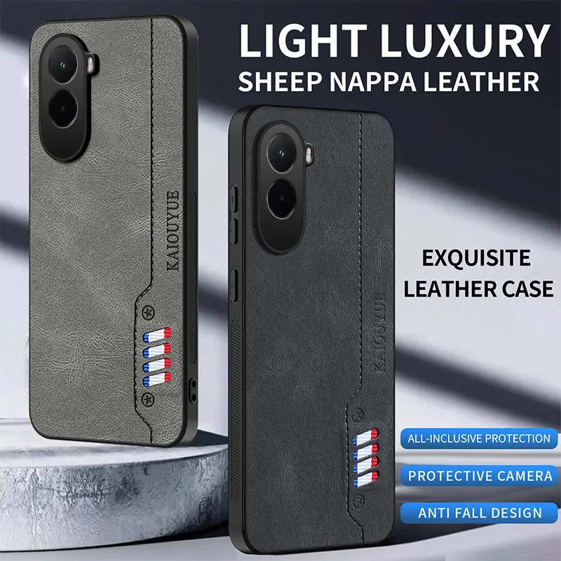 Funda de cuero de lujo para Xiaomi POCO M7 4G F7 X7 Pro Ultra TPU Funda trasera de moda para POCO M7 Funda de parachoques Simple a prueba de golpes - imagen 3