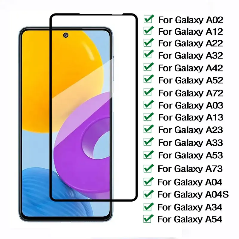 Vidrio templado 9D para Samsung Galaxy A04 S A34 A54 A13 A03 A23 A33 A43 A53 Protector de pantalla para A02 A12 A22 A32 A42 A52 A72 película