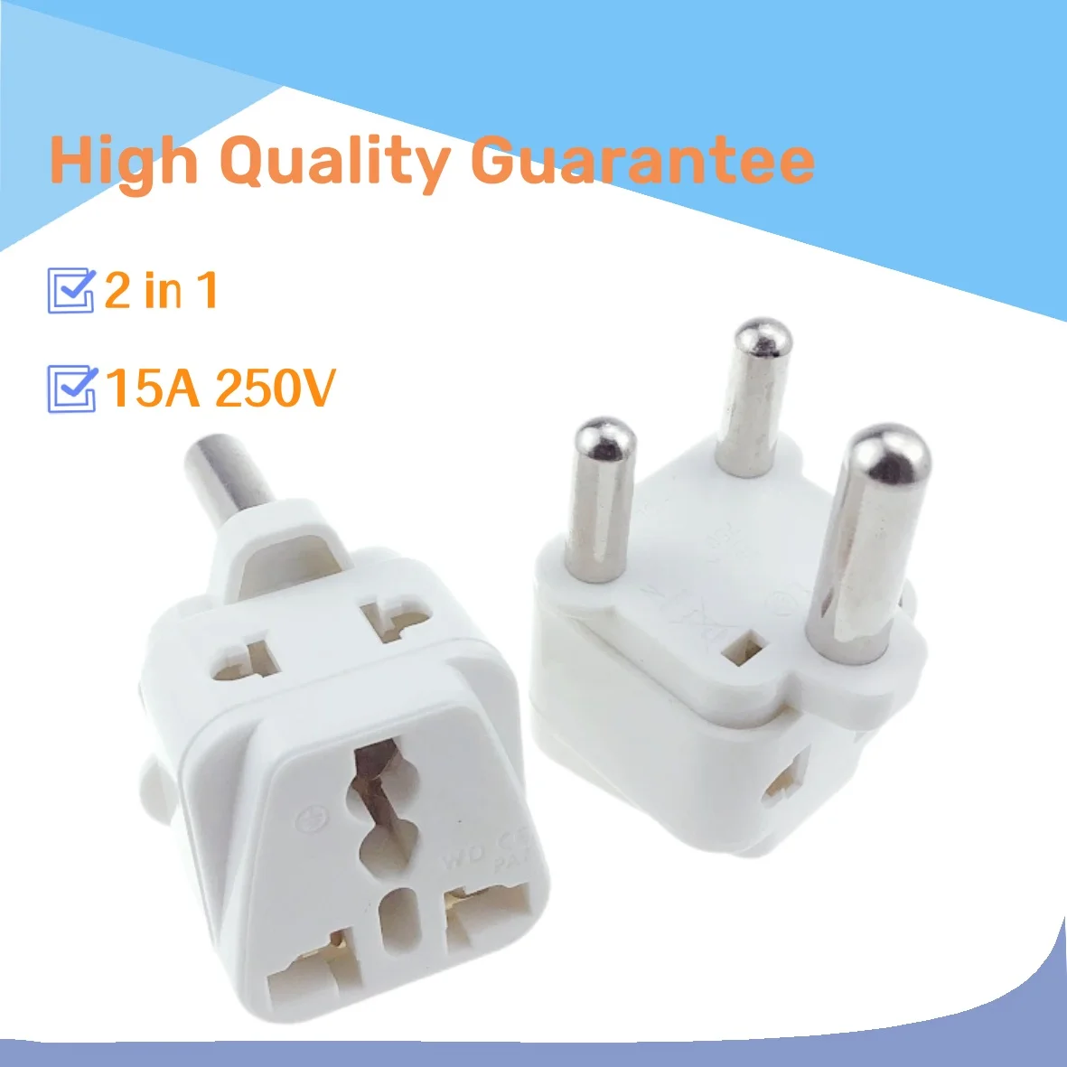 Adaptador de viaje 2 en 1 para Sudáfrica, convertidor estándar tipo M, salida Universal, CA de 250V, 15a