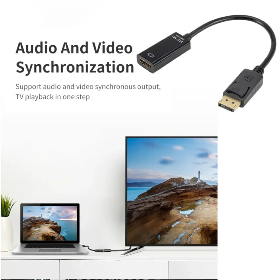 Convertidor adaptador DP a HDMI 4K 1080P macho a hembra DisplayPort a HDMI Cable adaptador de Audio y vídeo Compatible para PC TV portátil - imagen 4