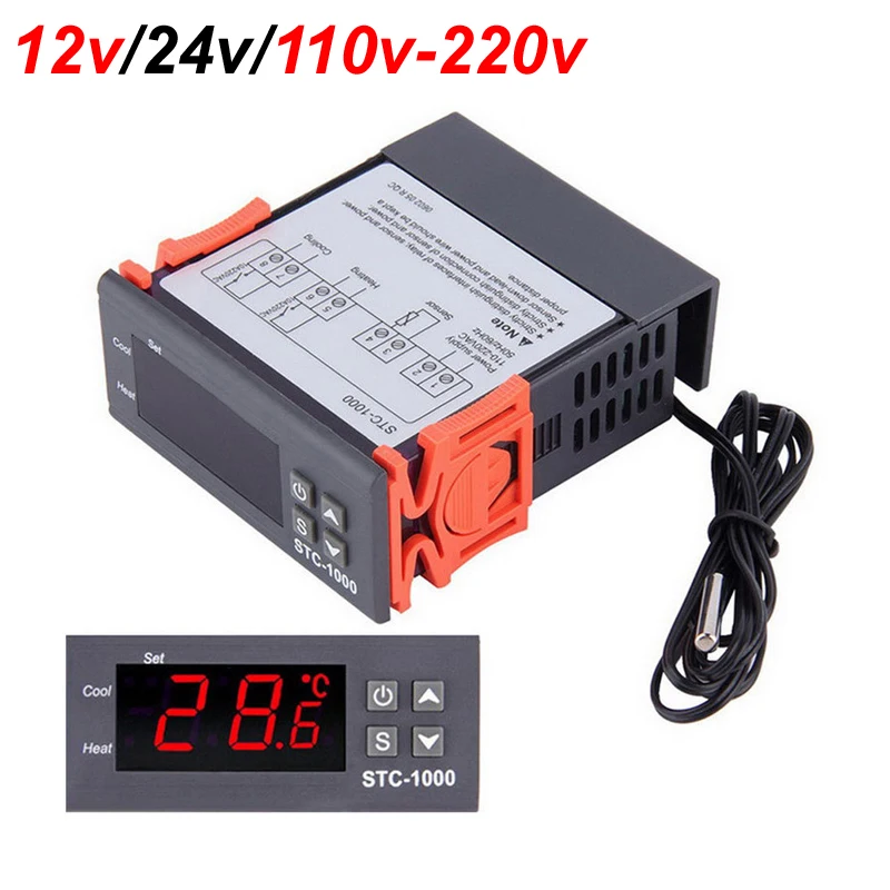 Controlador Digital de temperatura STC-1000, termostato, termorregulador, incubadora, herramientas de refrigeración y calefacción, relé de 10A, 12/24/220V
