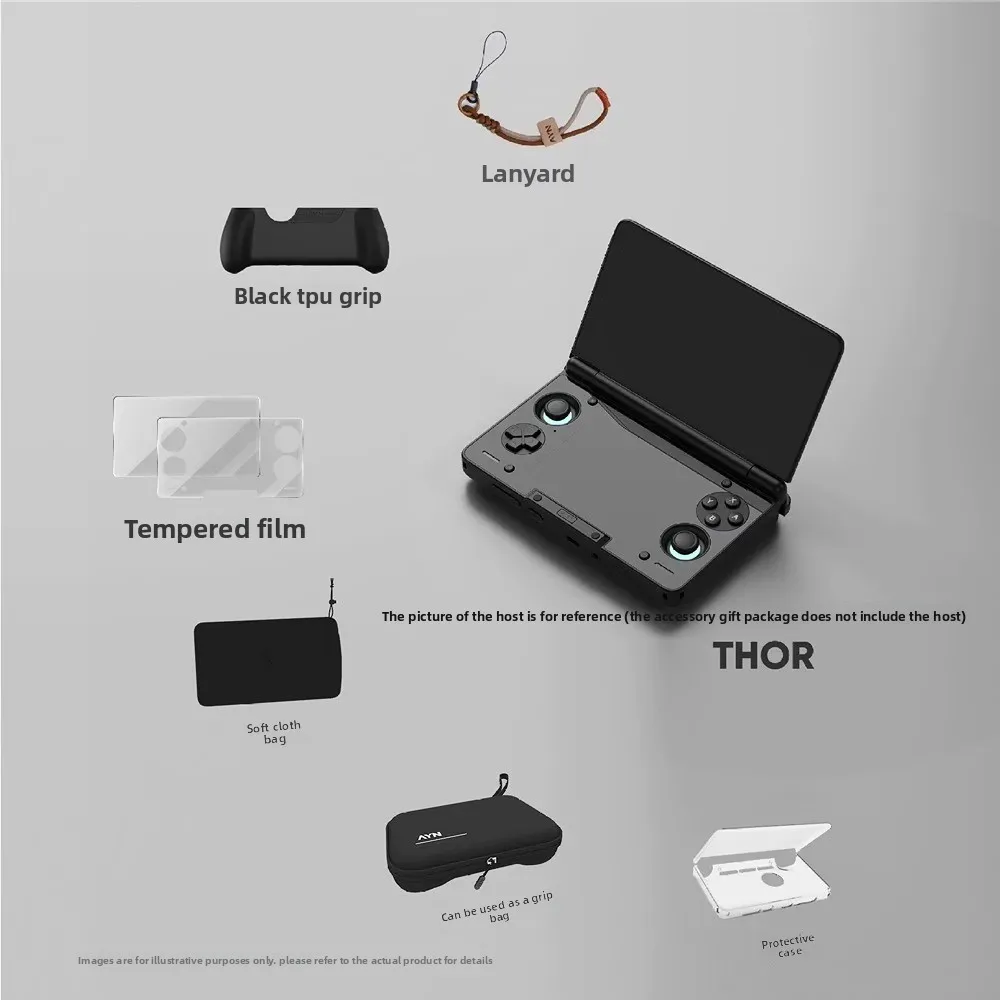 AYN THOR Protective Case Dual Screen Flip Up Handheld Device Gaming Accessories Storage Bag Lanyard Soft Bag For AYN THOR Gifts - imagen 4