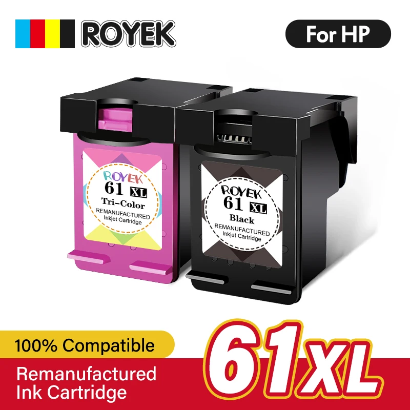 Royek 61XL 61 XL Cartucho de tinta de inyección de tinta de color remanufacturado negro premium para impresora HP61 para impresora HP Envy 1510 4500 1050 4630