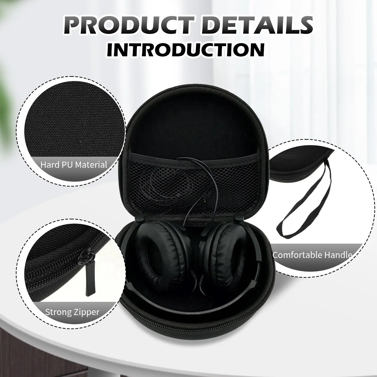 Estuche de transporte para auriculares, bolsa de almacenamiento para auriculares, contenedor para auriculares de mano, deportes al aire libre, hogar, viaje, gris - imagen 4