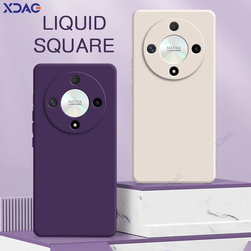 Funda de teléfono de silicona líquida cuadrada Original para Honor Magic 6 Lite X9B HonorX9B Magic6Lite 5G 360 funda suave anticaída a prueba de golpes - imagen 2