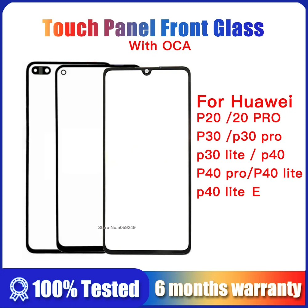 Pantalla LCD de cristal frontal para móvil, digitalizador de pantalla táctil para Huawei P20 Pro, P30, P40 Lite E, P30 Pro, reemplazo de cristal frontal + OCA