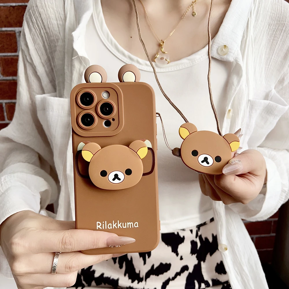 Funda Rilakkuma con soporte para gafas Samsung Galaxy S9 S10 S20 S21 S22 S23 S24 S25 Plus Ultra FE - imagen 2