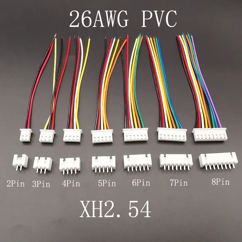 5 Juegos JST XH 2,54 conector hembra + carcasa macho 2/3/4/5/6/7/8 Pin enchufe XH 2,54mm Terminal de paso con cables Cable 26AWG 10/20CM - imagen 3