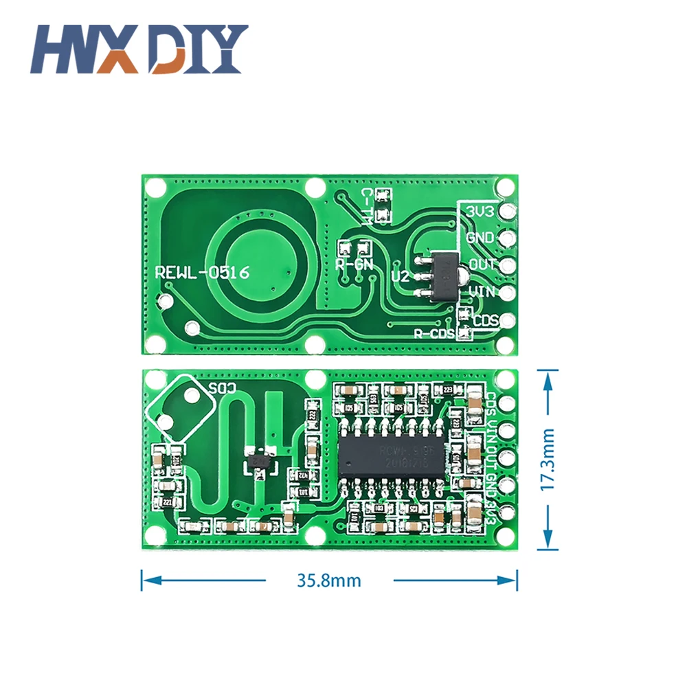 Placa de interruptor de Sensor de Radar de microonda, 10 piezas, RCWL-0516, RCWL 0516, microondas, inducción del cuerpo humano, módulo inteligente de salida de 3,3 V - imagen 3
