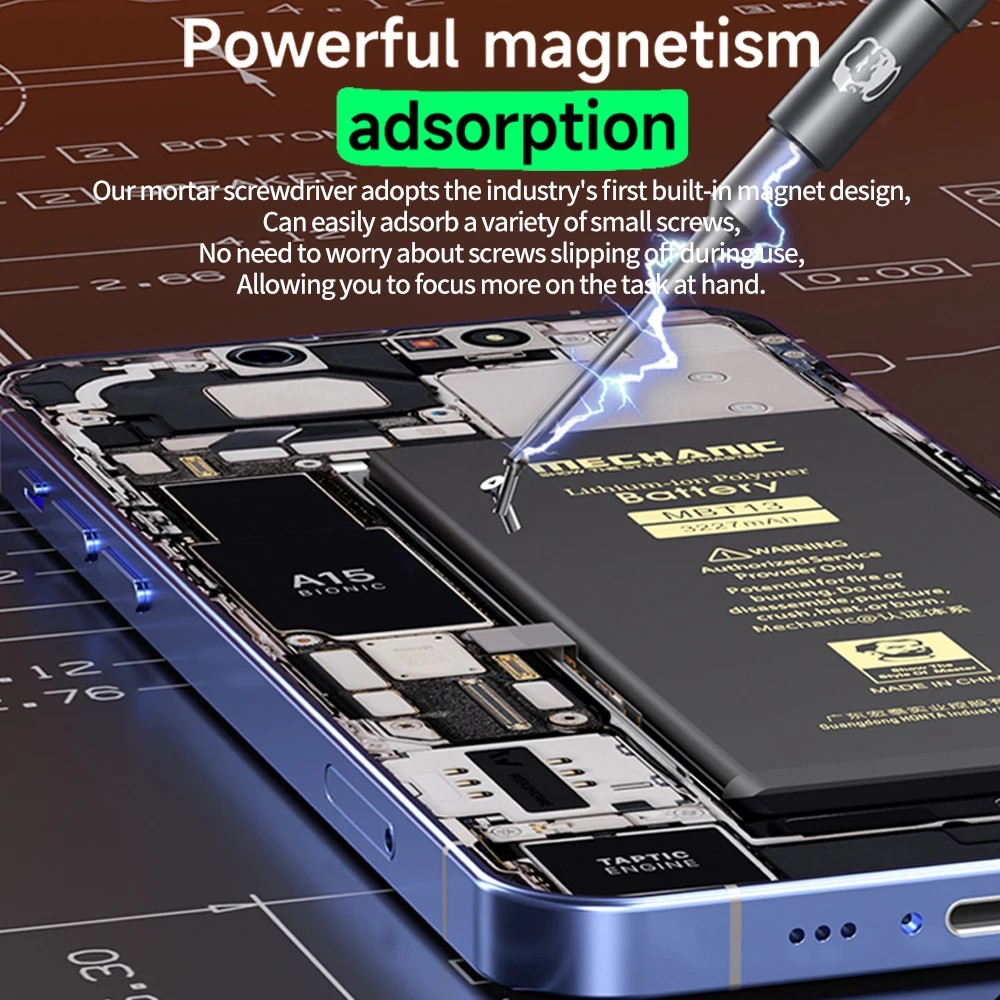 Juego de destornilladores magnéticos de precisión MECHANIC Mortar SE para IPhone, Android, reparación de teléfonos móviles, herramientas de destornillador manual de desmontaje - imagen 5