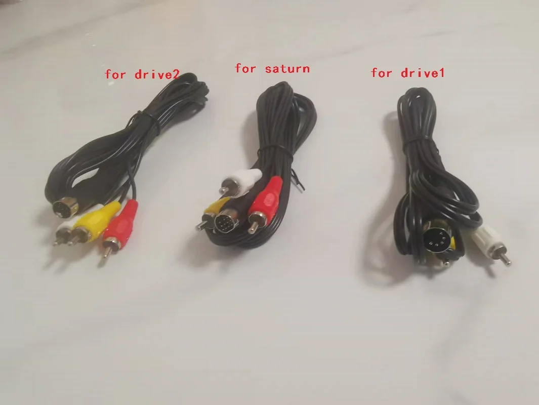 10 Uds. Cable AV de Audio y vídeo con enchufe chapado en níquel para SEGA Saturn A/V RCA Cable para SS para sega mega drive 1/2