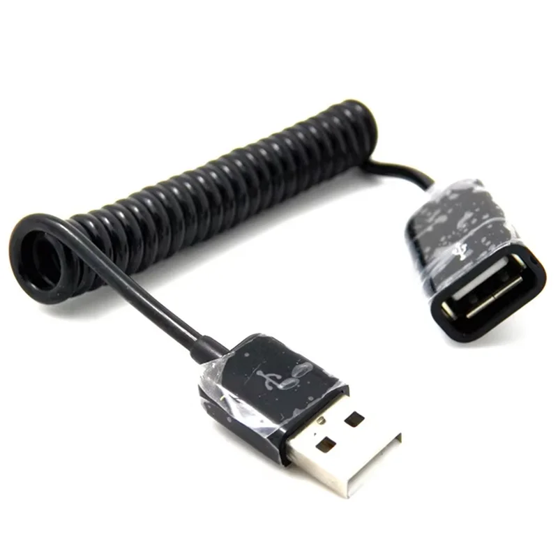 Cable de extensión USB2.0 macho a hembra en espiral con resorte, adaptador de cargador de sincronización USB 2,0, 1m, 3m
