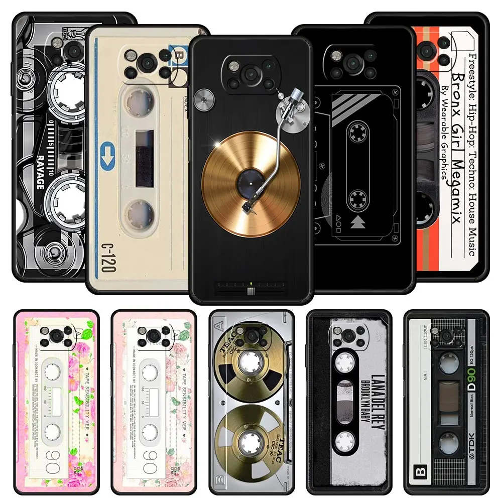 Funda de teléfono con cinta de casete antigua Retro Vintage para Xiaomi Poco X6 X5 Pro X4 X3 NFC F5 Pro F4 F3 GT M5 M4 Pro 5G M3 C51 C50