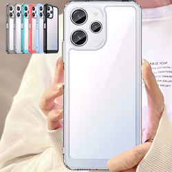 Para Poco M6 Pro Funda Xiaomi Poco M6 Pro Capas a prueba de golpes armadura trasera Color transparente marco transparente para Funda Poco M6 Pro