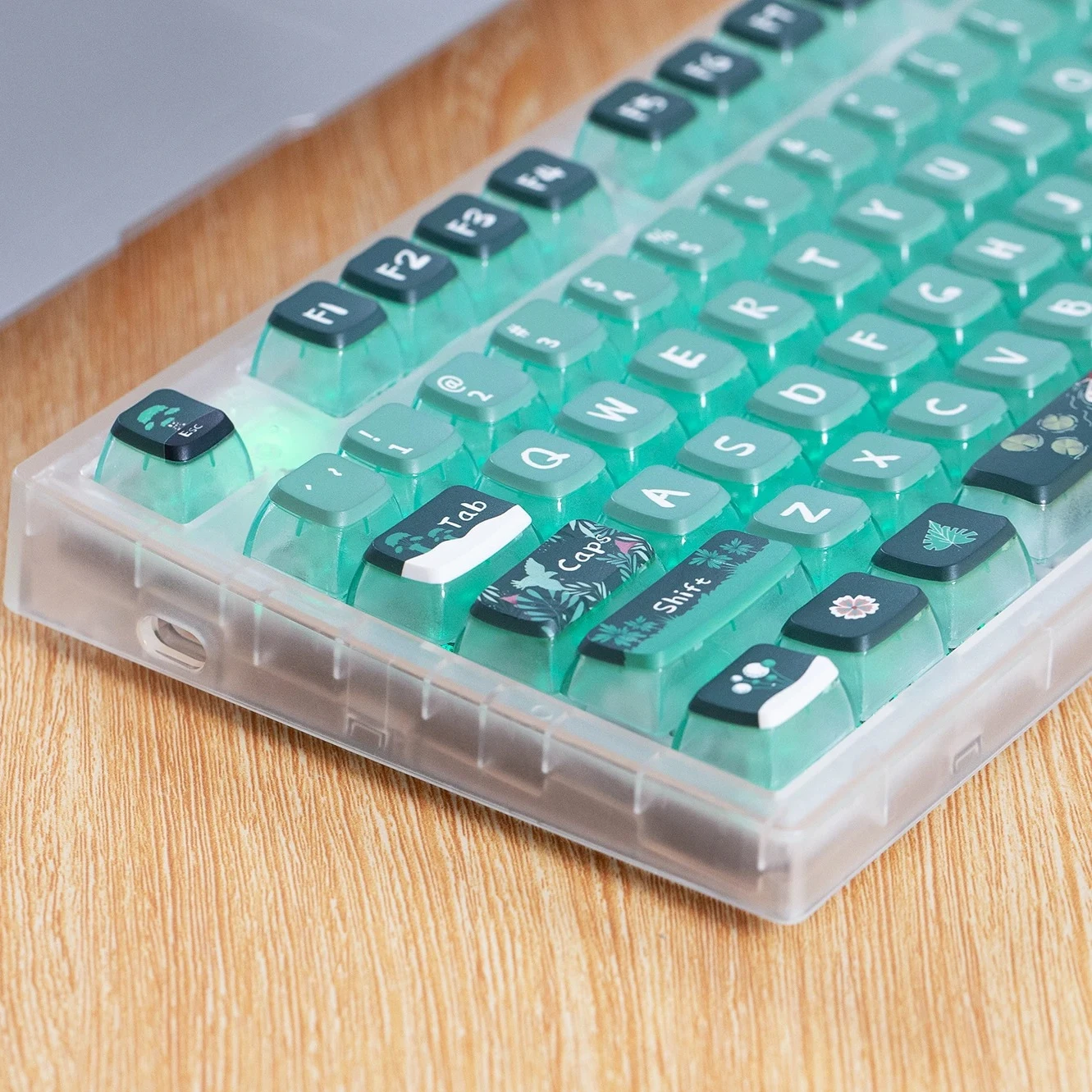 Teclas de pudín con tema de jungla, perfil ASA PBT + tapa de teclado mecánico translúcido, teclas de bosque verde oscuro para Aula F75/F87/F79 - imagen 2
