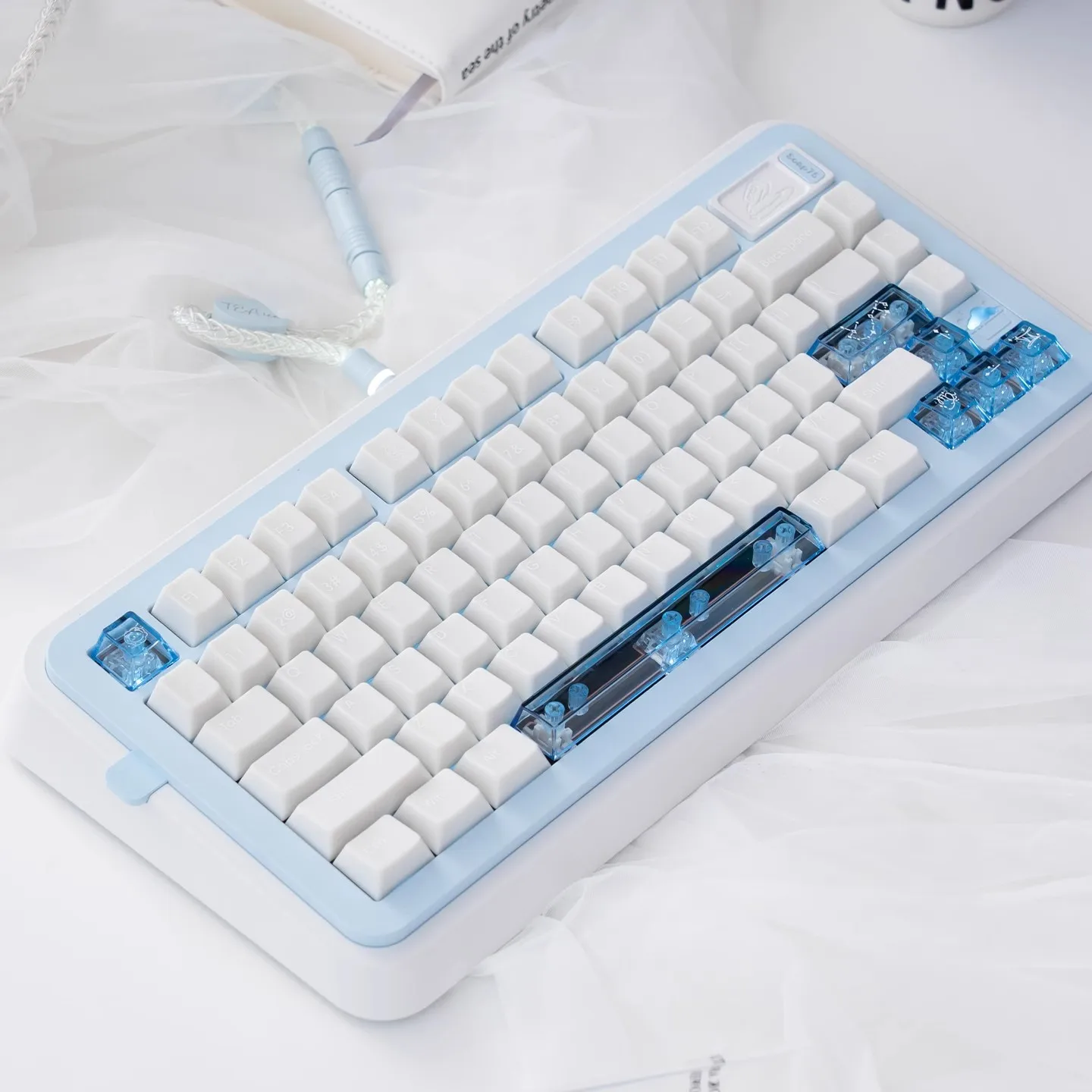 Juego de teclas originales con tema de alabastro, perfil de cereza, PC + teclas de serigrafía UV para teclado mecánico personalizado - imagen 5