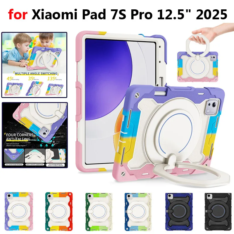 Para Xiaomi Pad 7S Pro 2025 12,5 "6S Pro 12,4 pulgadas para Xiaomi Poco Pad 12,1 2024 Pad Pro 12,1 pulgadas funda con mango armadura carcasa de silicona