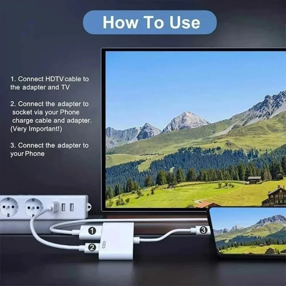 Adaptador AV Digital HD 1080P a HDTV, pantalla de sincronización HDMI, convertidor AV de vídeo Digital, conector de pantalla de sincronización de Audio para iPhone 15 iPad - imagen 5