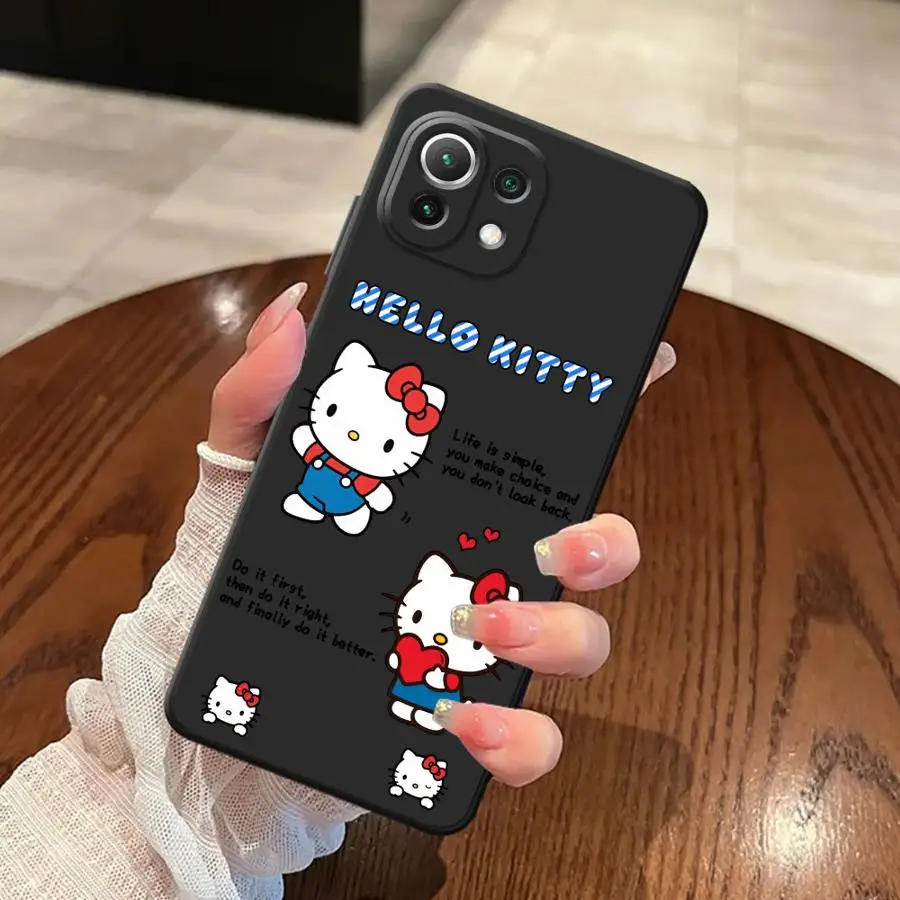 Funda de teléfono suave negra de dibujos animados de Hello Kitty a la moda para Xiaomi Mi 13 14 15 Pro 12X 10T 11T 12T Pro 11 12 13 Lite - imagen 4