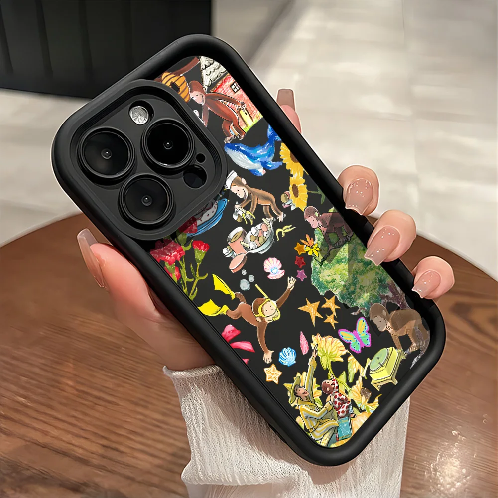 Bonita funda de teléfono Curious G-George Monkey para Samsung Galaxy A17 A07 A26 A16 A35 A55 A25 A15 A54 A34 A36 A24 4G 5G, funda trasera suave - imagen 2
