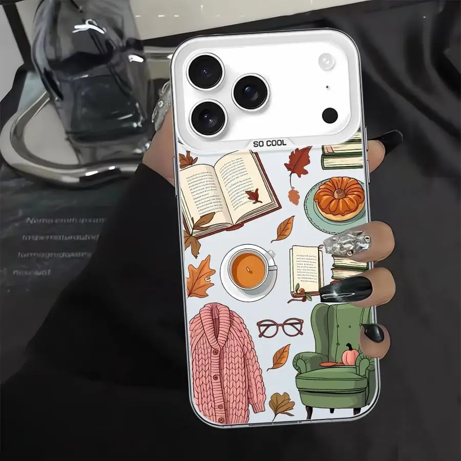 Funda trasera de teléfono para iPhone 16 17 Pro Max 14 XS 17Air 16e 15 Plus XR 12 13 11 hoja de arce de calabaza de dibujos animados - imagen 3