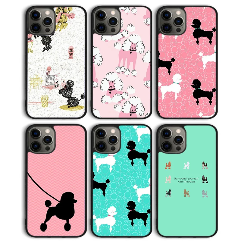 Poodles dibujos animados femenino lindo teléfono funda trasera para iPhone 17 Air 16 15 14 13 11 12 Pro Max PlusS Shell Coque