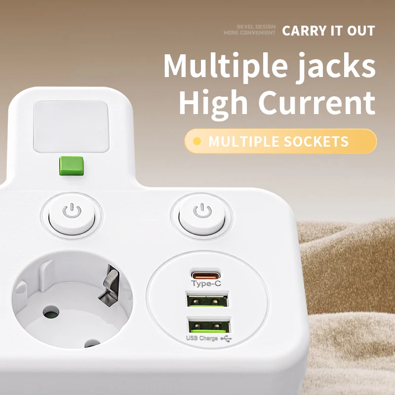 Enchufe europeo, placa de alimentación de CA, enchufe de pared multicapa, filtro de red universal, con o sin USB, interruptor de luz independiente ada - imagen 4