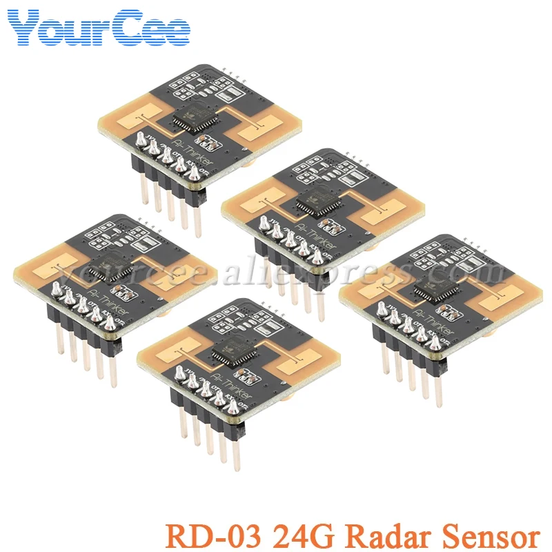 5 uds/1 unidad Rd-03 24G Sensor de Radar cuerpo humano Micro módulo de detección de movimiento ISM banda de Radio interfaz UART antena de placa