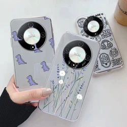 Honor X9b Funda Transparente TPU con Flores – Antigolpes